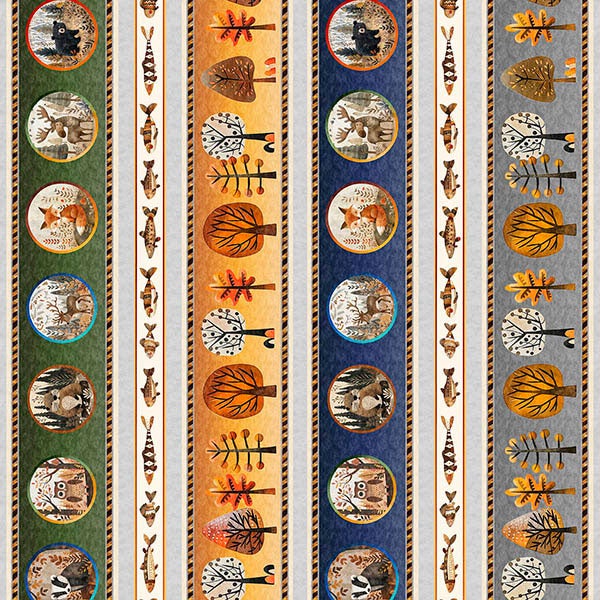 Bearsville Woodland Border Stripe Multi Dan Morris 31259-X QT Fabrics ...